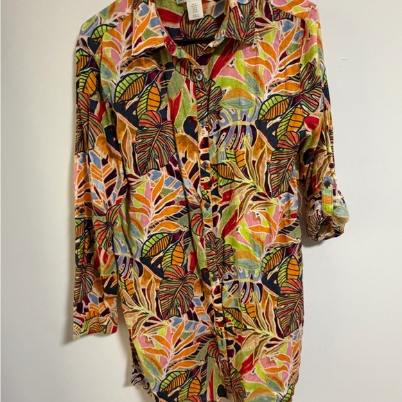 C&C California Colorful Leaf Pattern Coverup - Picture 4 of 13